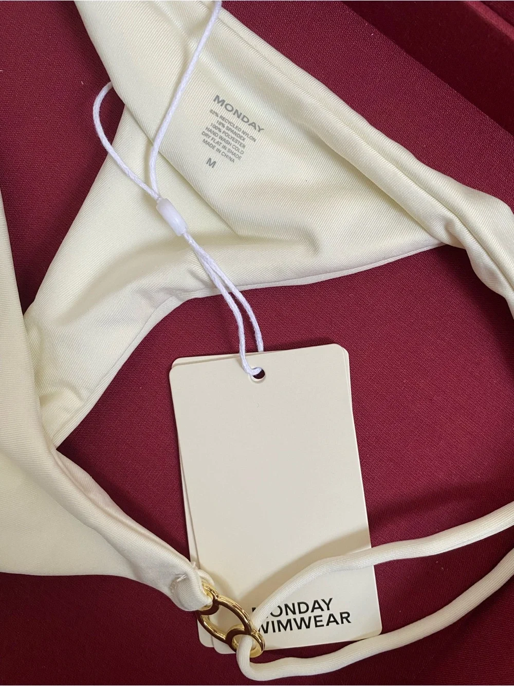 Never-Worn Monday Swimwear Cream Bikini Top & Matching Cheeky Bottom